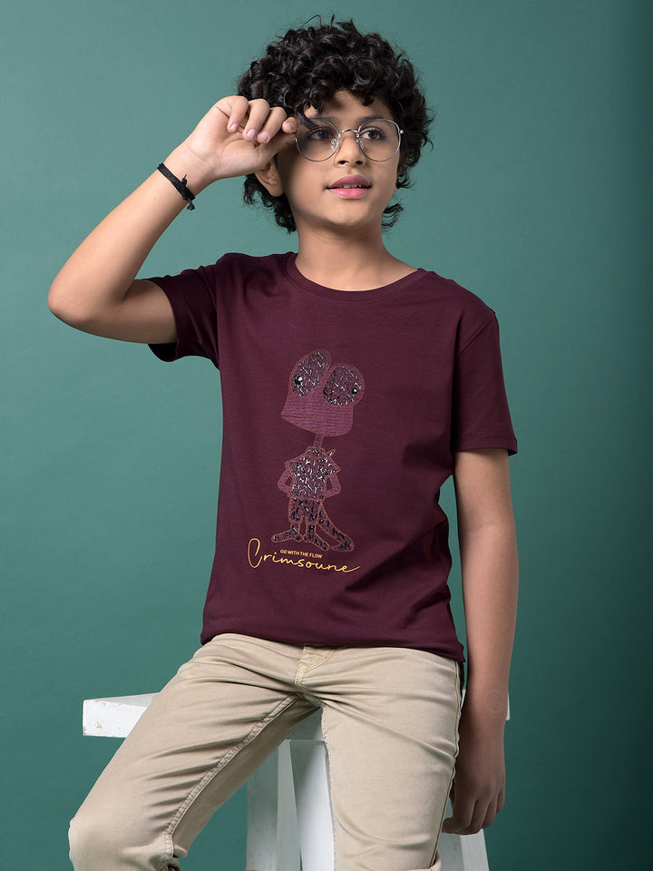 Wine Embellished T-Shirt-Boys T-Shirts-Crimsoune Club