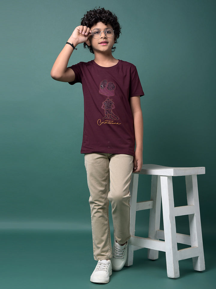 Wine Embellished T-Shirt-Boys T-Shirts-Crimsoune Club