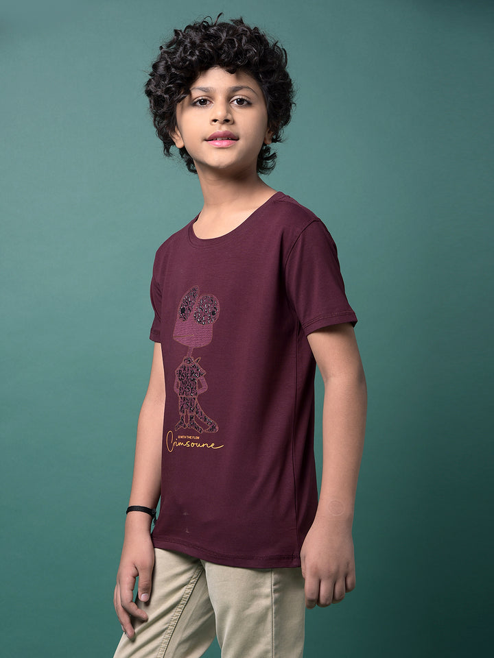 Wine Embellished T-Shirt-Boys T-Shirts-Crimsoune Club