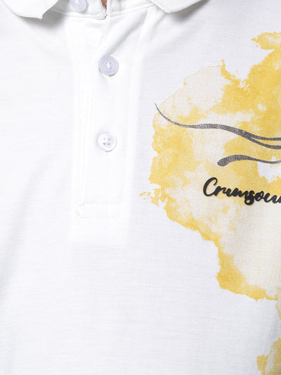 Orange Printed Polo Neck T-Shirt-Boys T-Shirts-Crimsoune Club