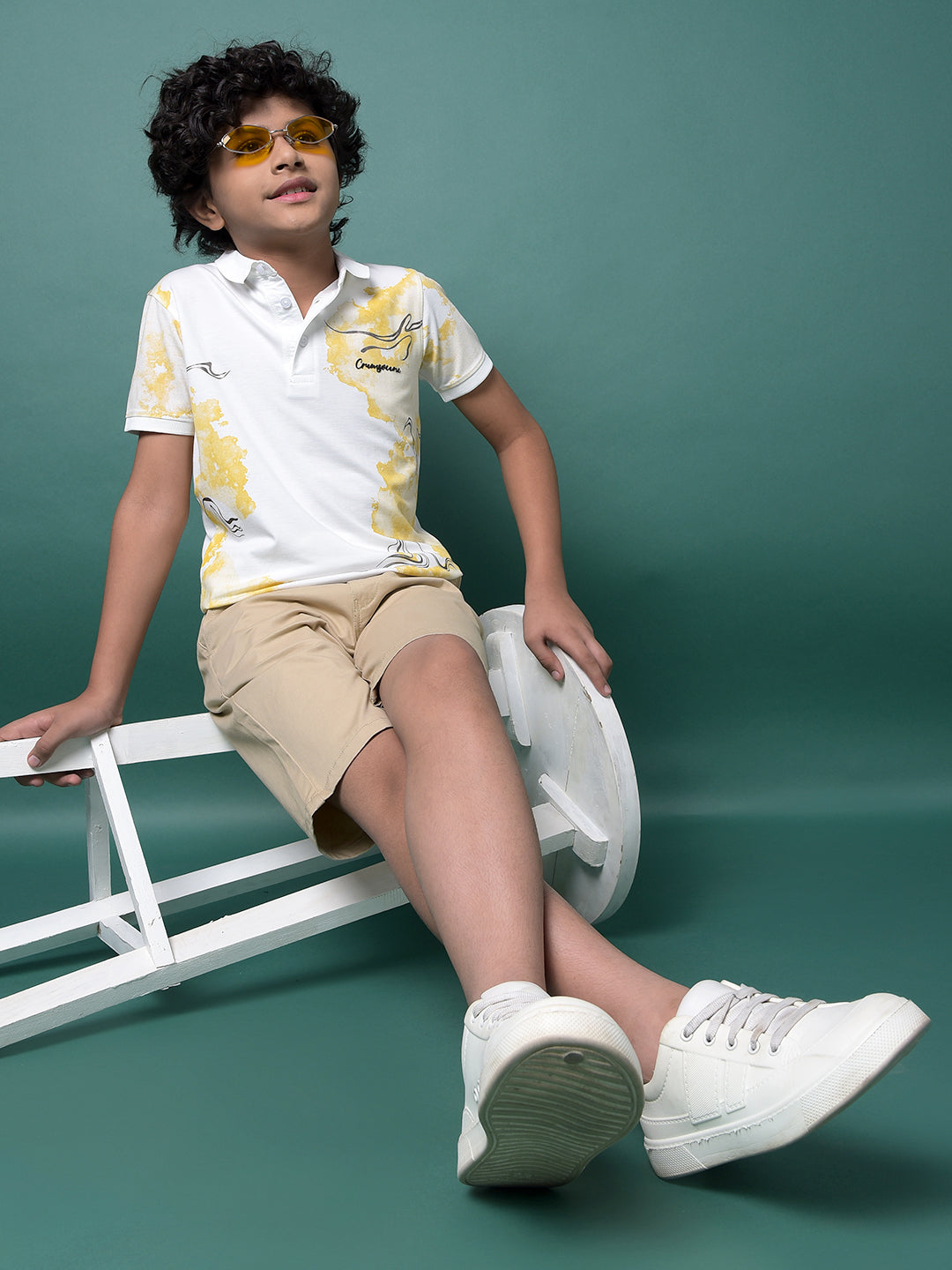 Orange Printed Polo Neck T-Shirt-Boys T-Shirts-Crimsoune Club