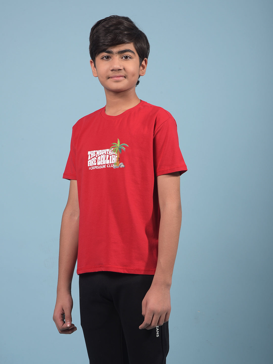 Red Graphic Print T-Shirt-Boys T-Shirts-Crimsoune Club