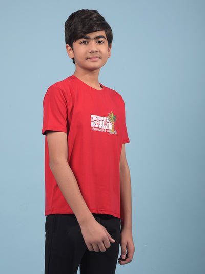Red Graphic Print T-Shirt-Boys T-Shirts-Crimsoune Club