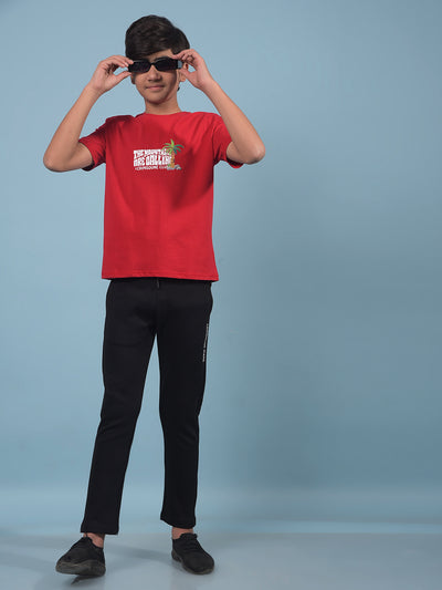 Red Graphic Print T-Shirt-Boys T-Shirts-Crimsoune Club