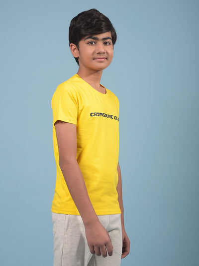 Yellow Typographic Print T-Shirt-Boys T-Shirts-Crimsoune Club