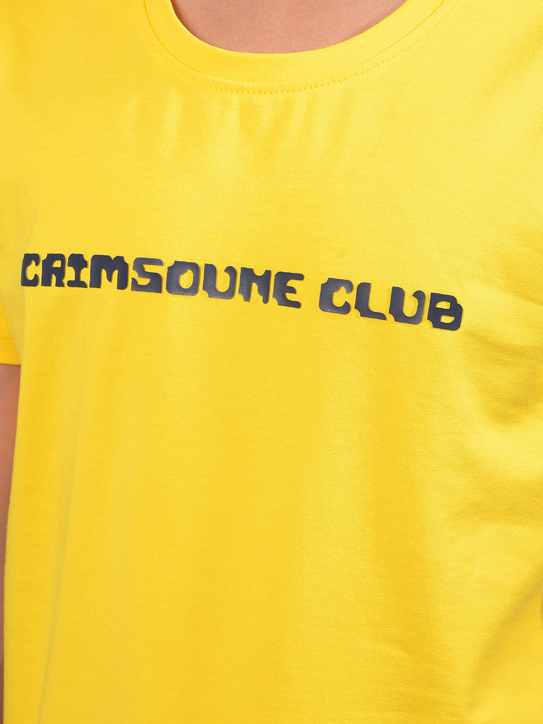 Yellow Typographic Print T-Shirt-Boys T-Shirts-Crimsoune Club