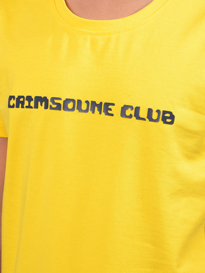 Yellow Typographic Print T-Shirt-Boys T-Shirts-Crimsoune Club