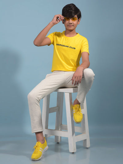 Yellow Typographic Print T-Shirt-Boys T-Shirts-Crimsoune Club