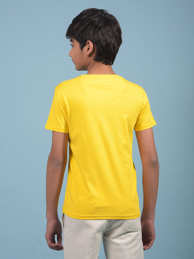 Yellow Typographic Print T-Shirt-Boys T-Shirts-Crimsoune Club