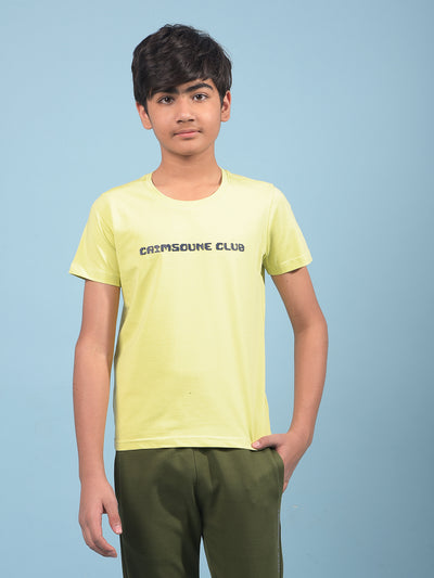 Green Typographic Print T-Shirt-Boys T-Shirts-Crimsoune Club