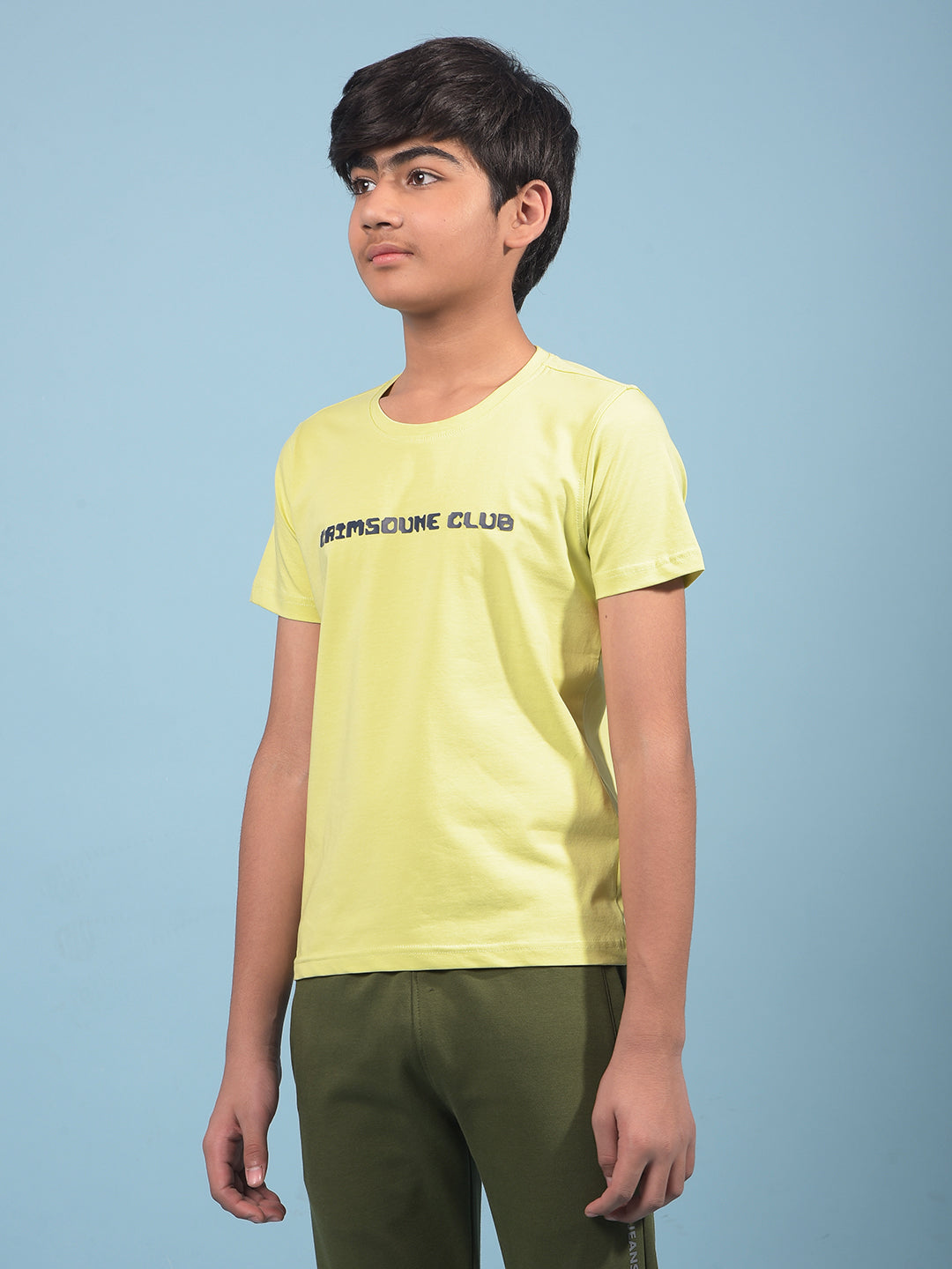 Green Typographic Print T-Shirt-Boys T-Shirts-Crimsoune Club