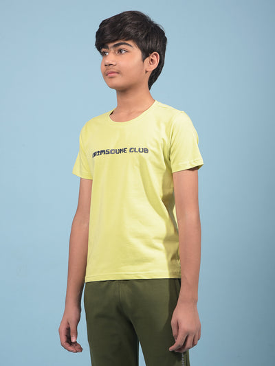 Green Typographic Print T-Shirt-Boys T-Shirts-Crimsoune Club
