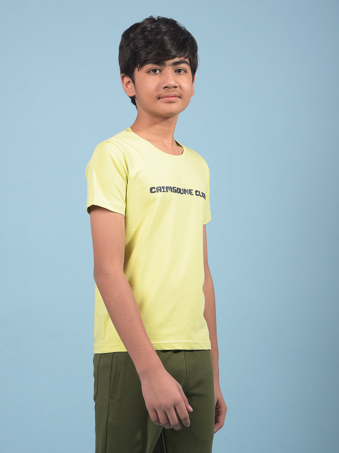 Green Typographic Print T-Shirt-Boys T-Shirts-Crimsoune Club