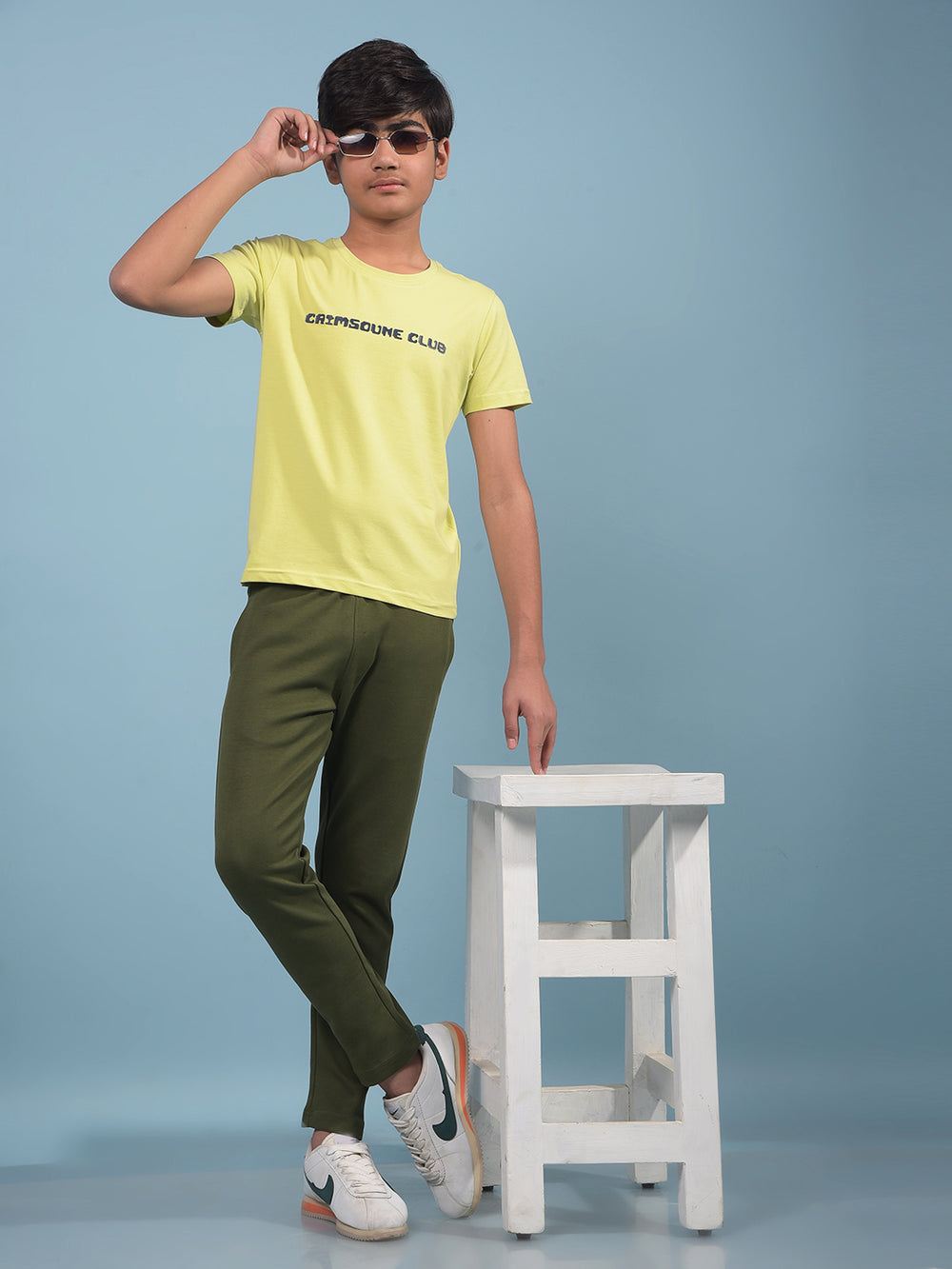 Green Typographic Print T-Shirt-Boys T-Shirts-Crimsoune Club