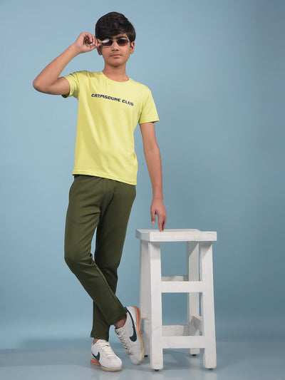 Green Typographic Print T-Shirt-Boys T-Shirts-Crimsoune Club