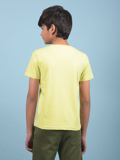 Green Typographic Print T-Shirt-Boys T-Shirts-Crimsoune Club