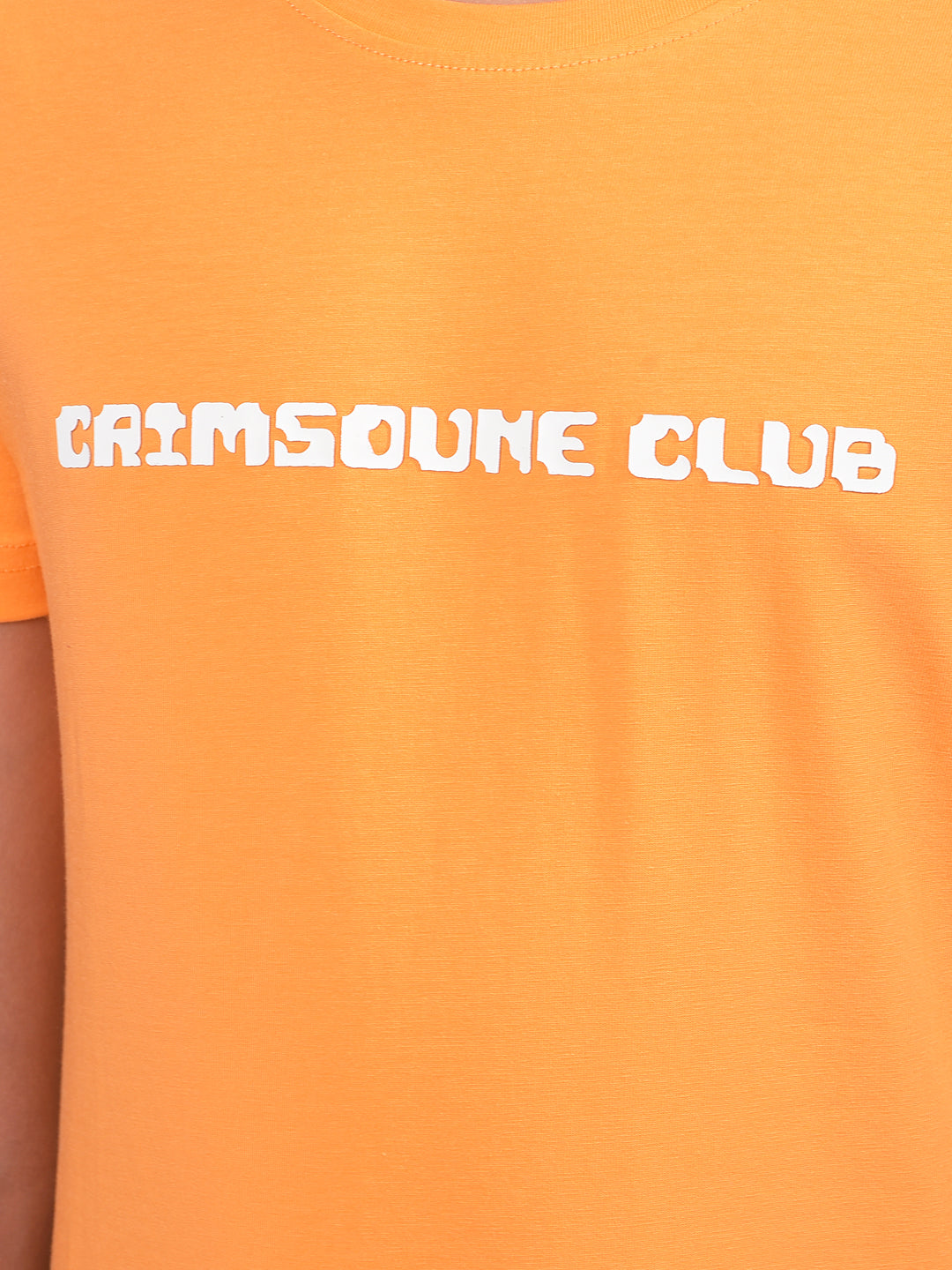 Orange Typographic Print T-Shirt-Boys T-Shirts-Crimsoune Club