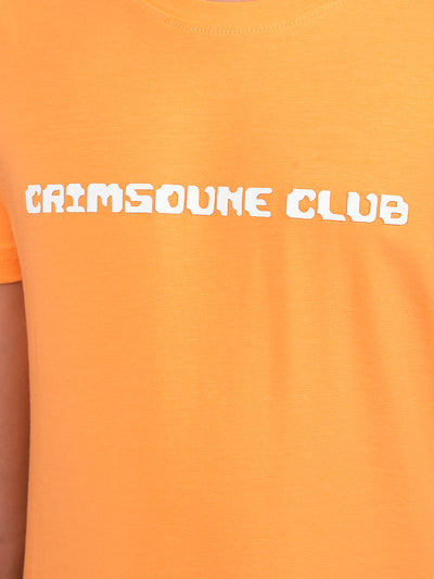 Orange Typographic Print T-Shirt-Boys T-Shirts-Crimsoune Club