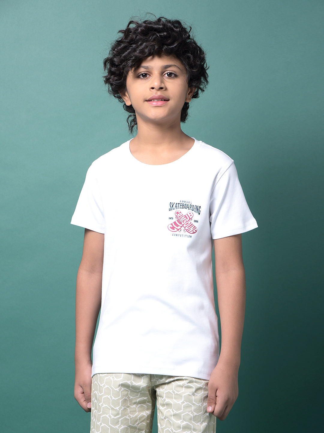 White Graphic Print 100% Cotton T-Shirt-Boys T-Shirts-Crimsoune Club