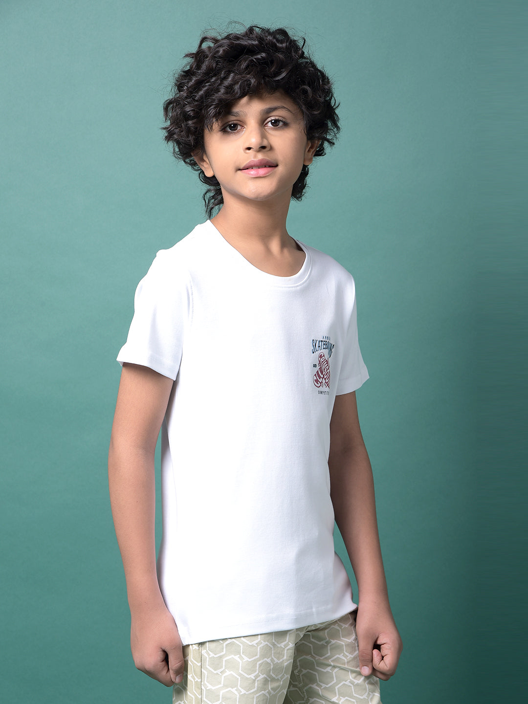 White Graphic Print 100% Cotton T-Shirt-Boys T-Shirts-Crimsoune Club