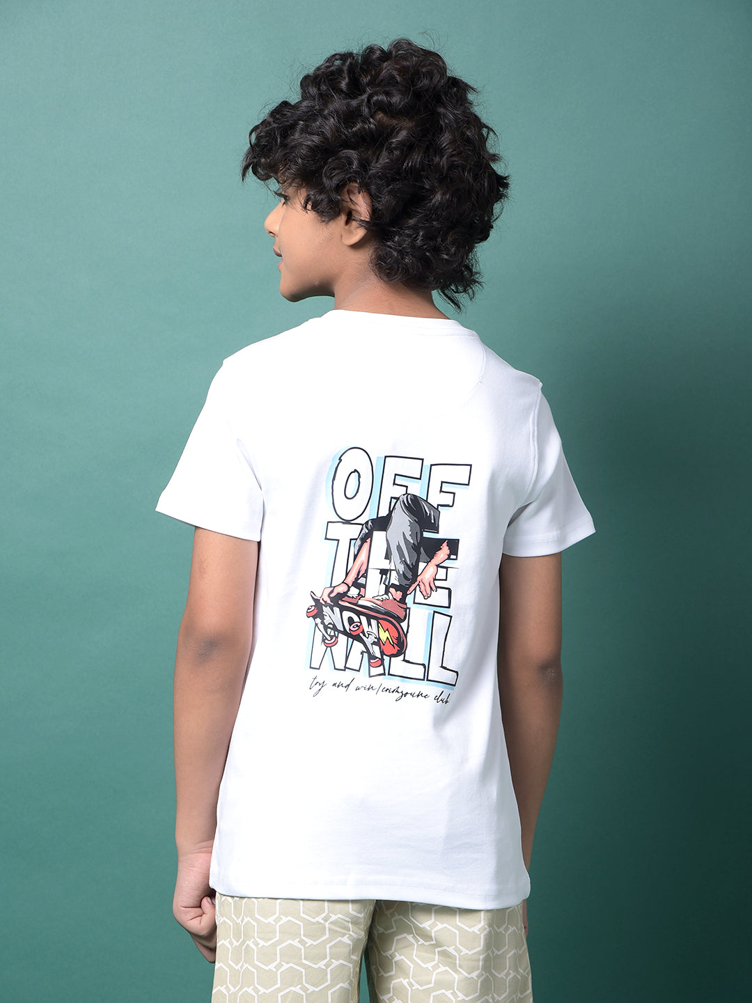 White Graphic Print 100% Cotton T-Shirt-Boys T-Shirts-Crimsoune Club