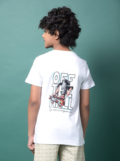 White Graphic Print 100% Cotton T-Shirt-Boys T-Shirts-Crimsoune Club