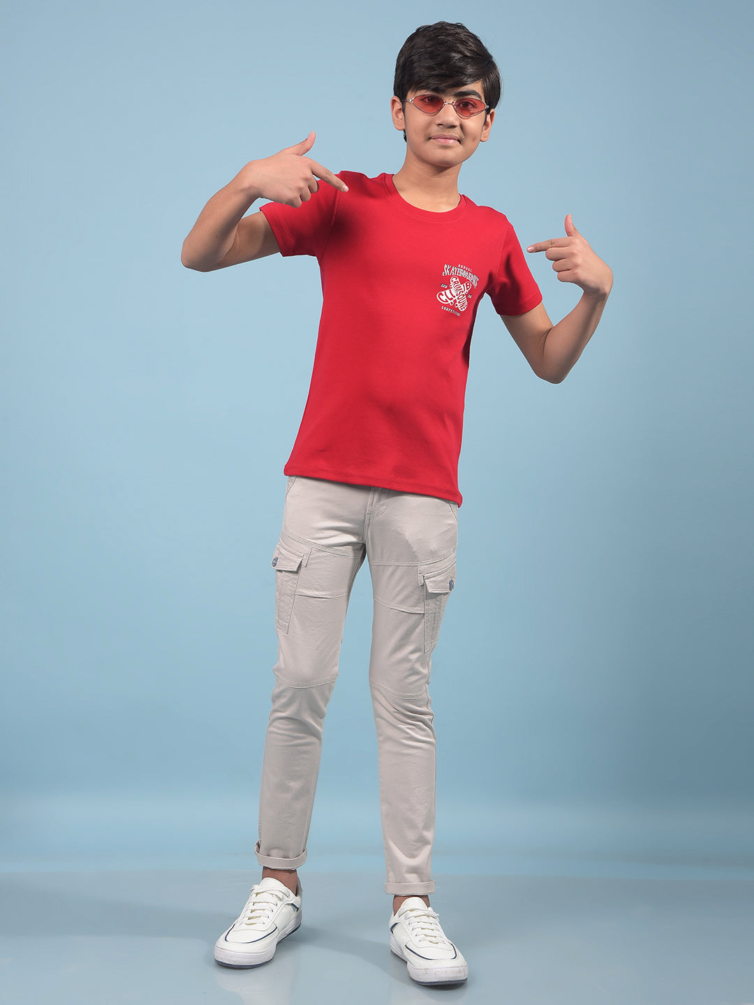 Red Graphic Print 100% Cotton T-Shirt-Boys T-Shirts-Crimsoune Club