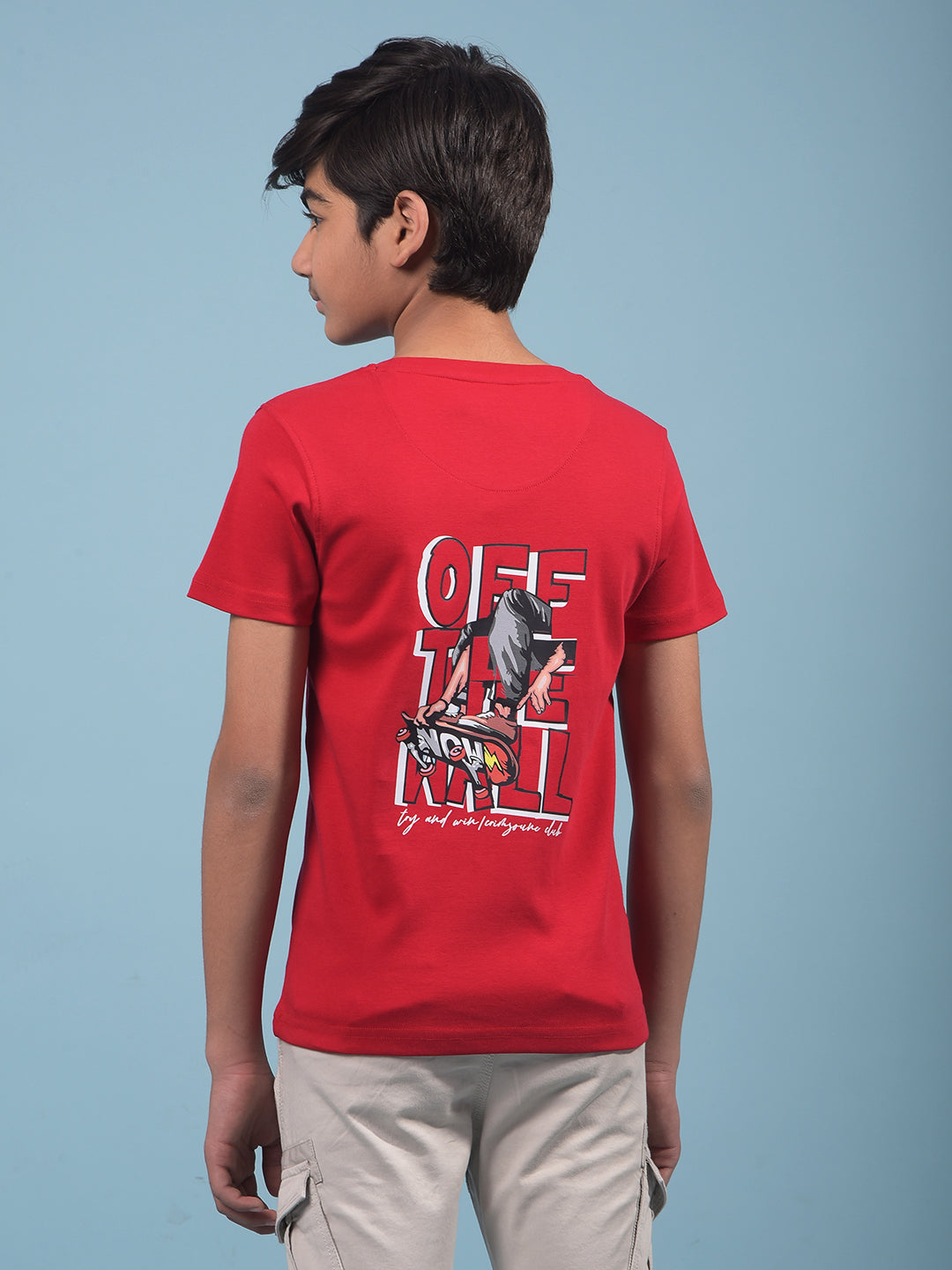 Red Graphic Print 100% Cotton T-Shirt-Boys T-Shirts-Crimsoune Club