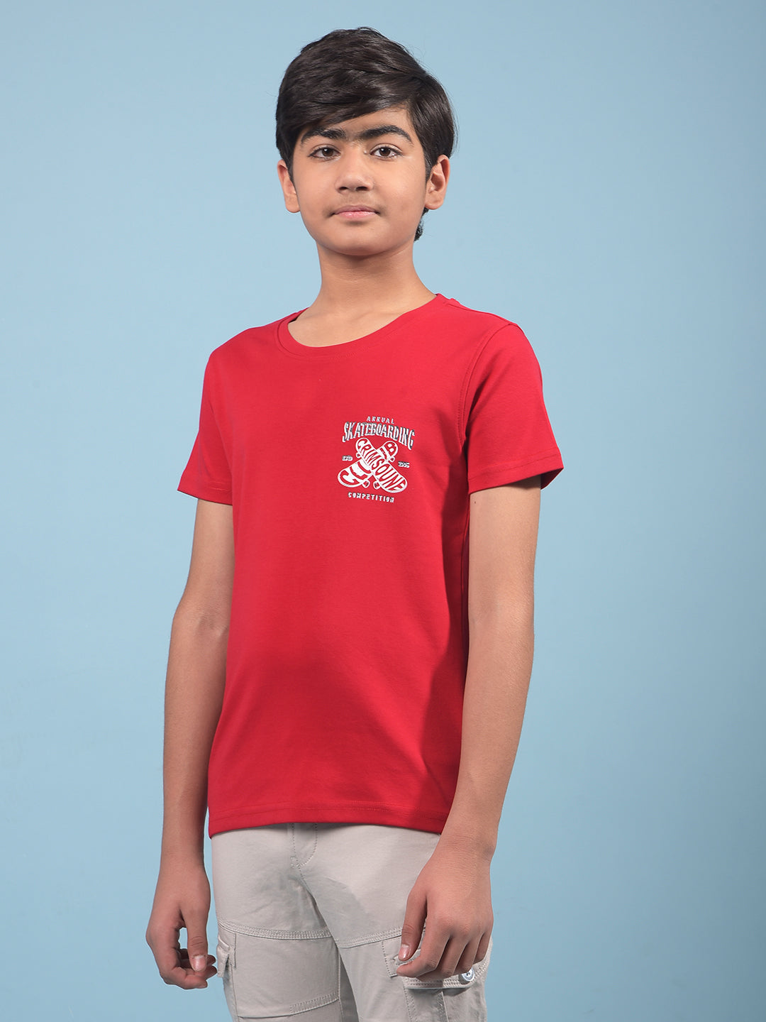 Red Graphic Print 100% Cotton T-Shirt-Boys T-Shirts-Crimsoune Club