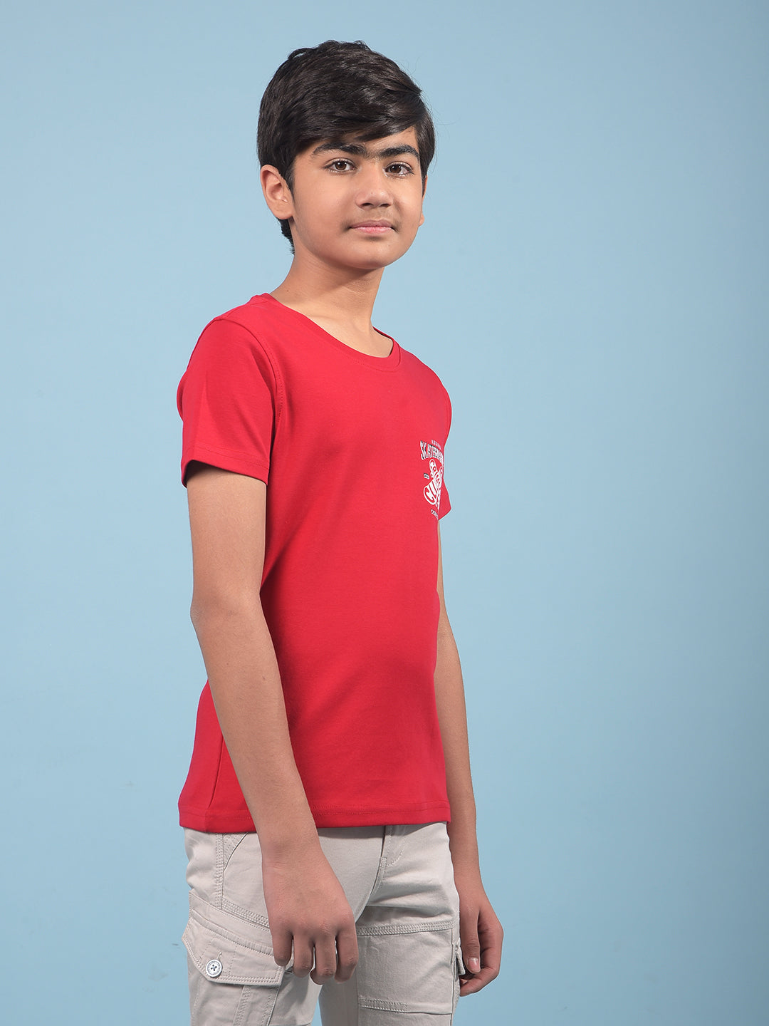 Red Graphic Print 100% Cotton T-Shirt-Boys T-Shirts-Crimsoune Club