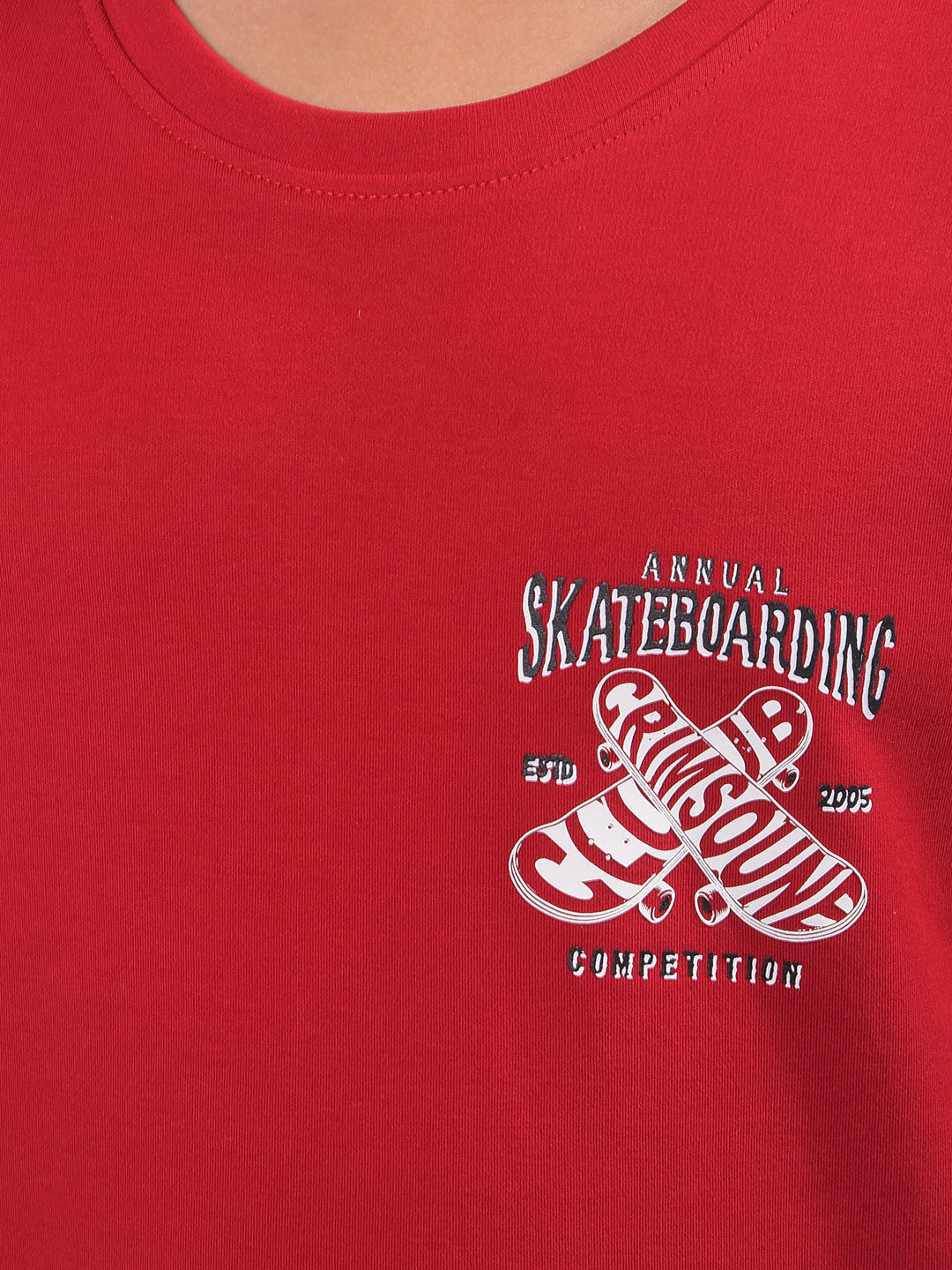 Red Graphic Print 100% Cotton T-Shirt-Boys T-Shirts-Crimsoune Club