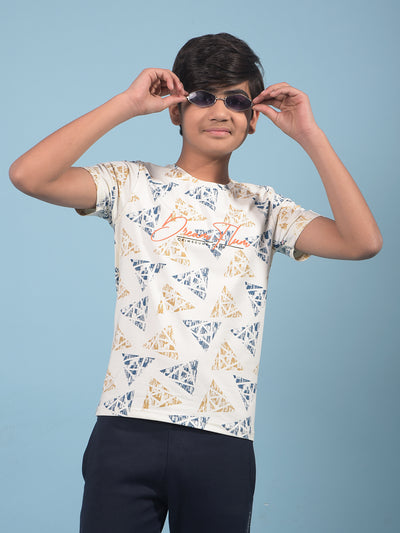 White Printed T-Shirt-Boys T-Shirts-Crimsoune Club