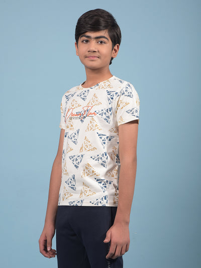 White Printed T-Shirt-Boys T-Shirts-Crimsoune Club