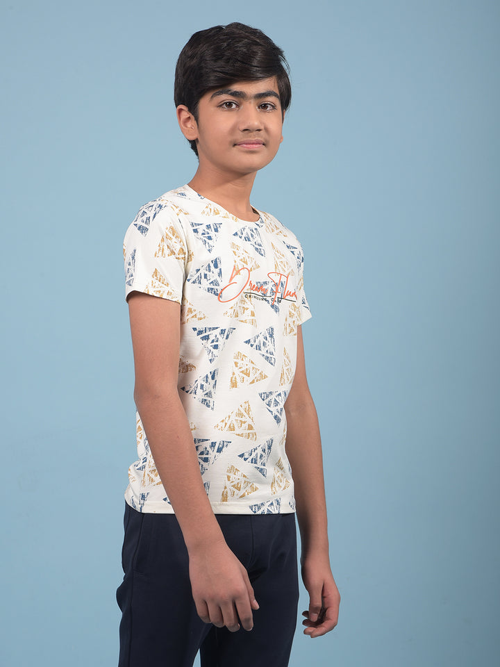 White Printed T-Shirt-Boys T-Shirts-Crimsoune Club