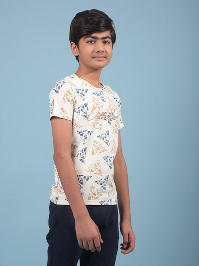 White Printed T-Shirt-Boys T-Shirts-Crimsoune Club