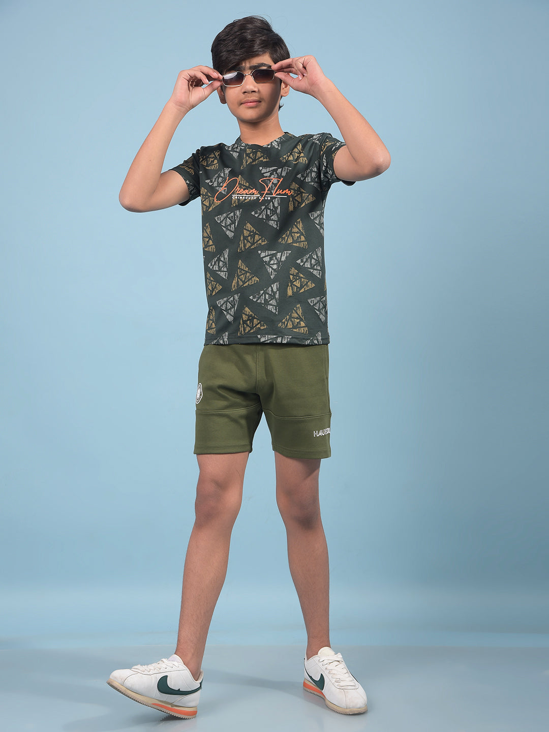 Green Printed T-Shirt-Boys T-Shirts-Crimsoune Club