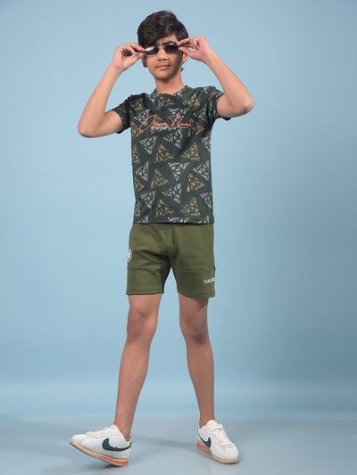 Green Printed T-Shirt-Boys T-Shirts-Crimsoune Club