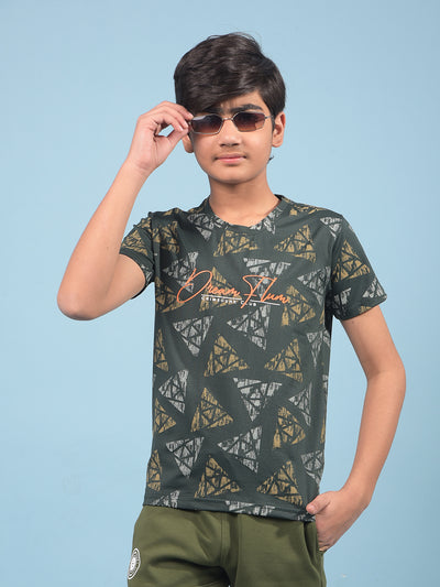 Green Printed T-Shirt-Boys T-Shirts-Crimsoune Club
