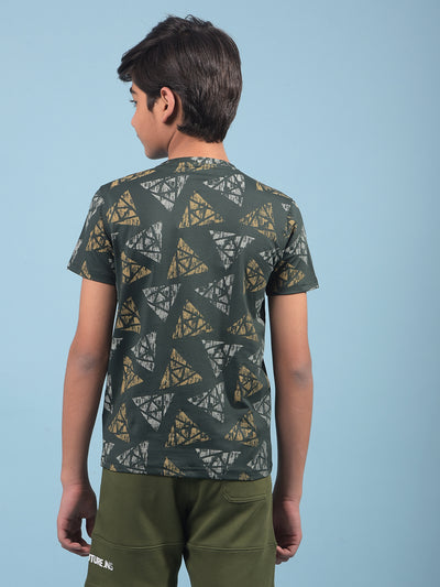 Green Printed T-Shirt-Boys T-Shirts-Crimsoune Club