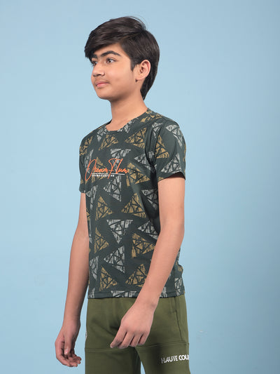 Green Printed T-Shirt-Boys T-Shirts-Crimsoune Club
