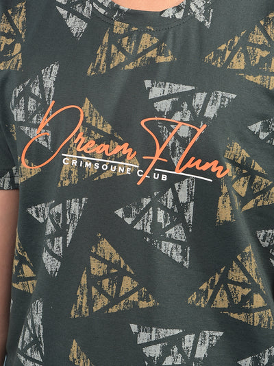 Green Printed T-Shirt-Boys T-Shirts-Crimsoune Club