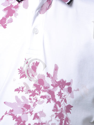 Purple Floral Print Polo Neck T-Shirt-Boys T-Shirts-Crimsoune Club