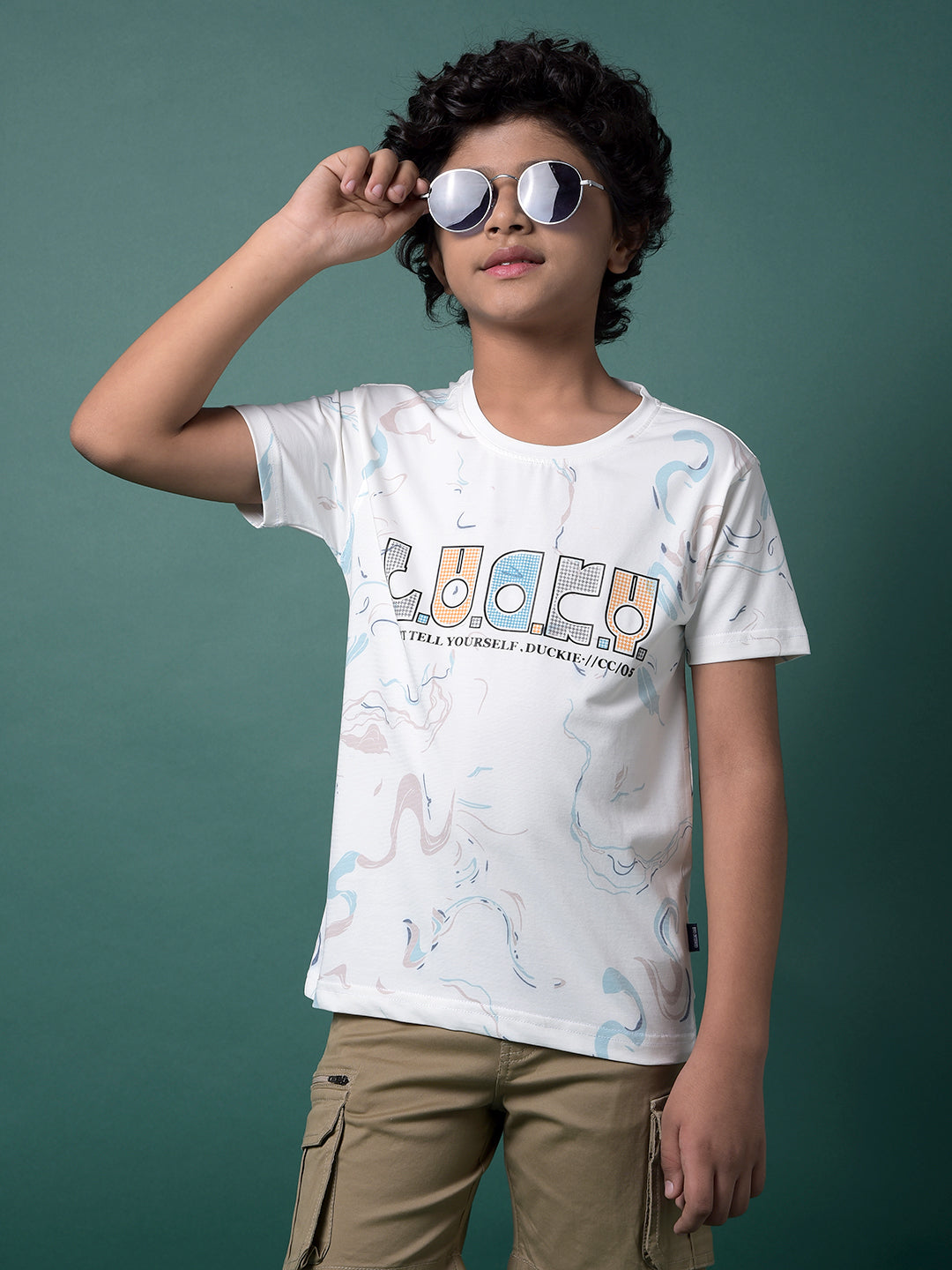 White Graphic Print T-Shirt-Boys T-Shirts-Crimsoune Club