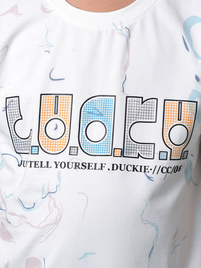 White Graphic Print T-Shirt-Boys T-Shirts-Crimsoune Club
