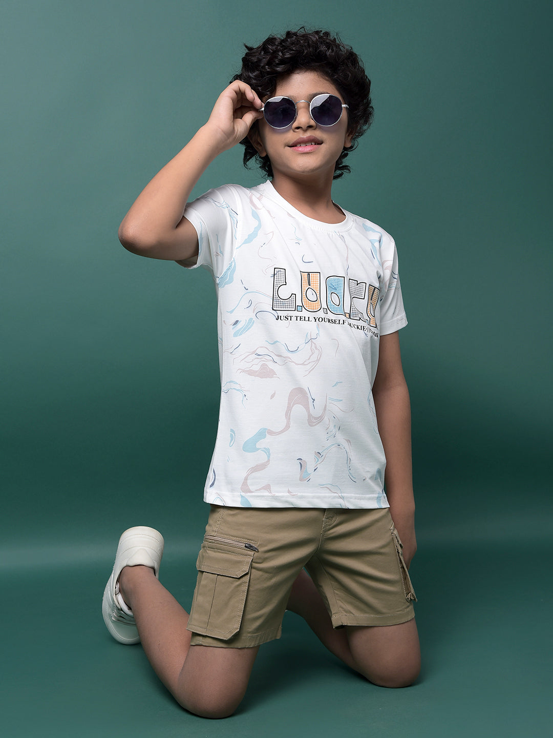 White Graphic Print T-Shirt-Boys T-Shirts-Crimsoune Club