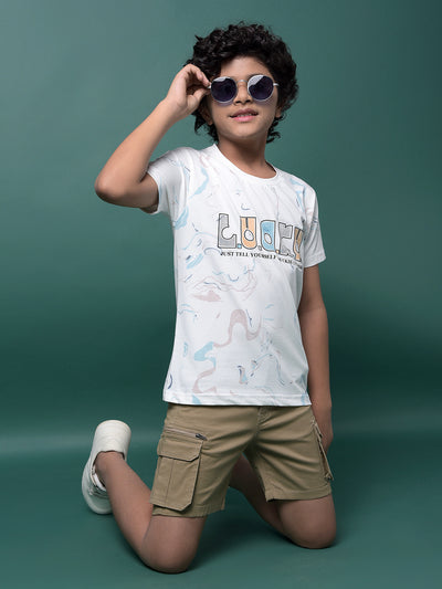 White Graphic Print T-Shirt-Boys T-Shirts-Crimsoune Club