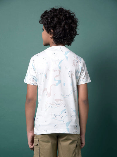 White Graphic Print T-Shirt-Boys T-Shirts-Crimsoune Club