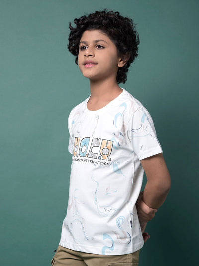 White Graphic Print T-Shirt-Boys T-Shirts-Crimsoune Club