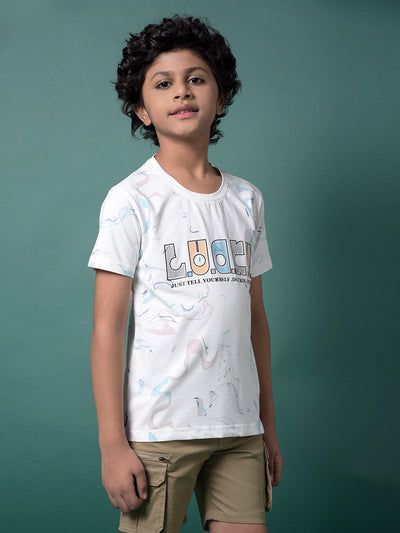 White Graphic Print T-Shirt-Boys T-Shirts-Crimsoune Club