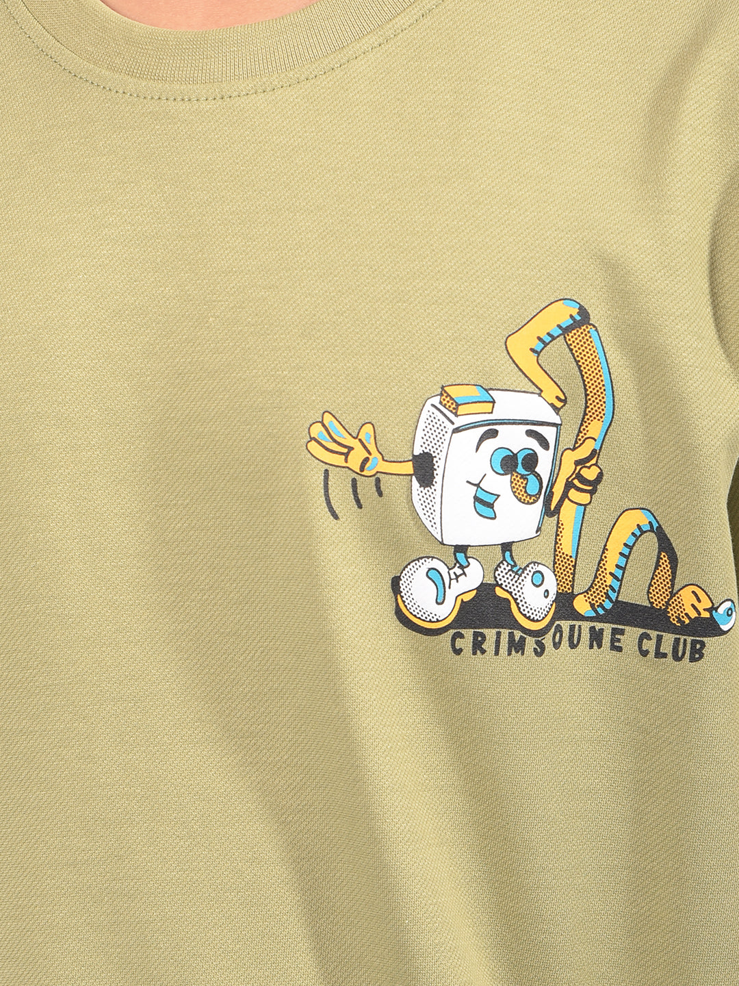 Olive Graphic Print T-Shirt-Boys T-Shirts-Crimsoune Club